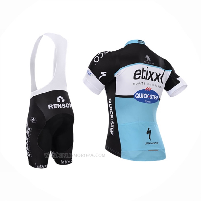 2015 Ropa Ciclismo Etixx Quick Step Negro Blanco Mangas Corta y Culotte Corto